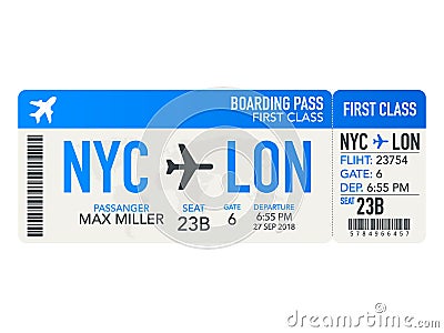 Airline tickets or boarding pass inside of special service envelope. Vector illustration. Vector Illustration